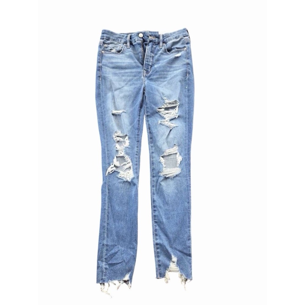American Eagle The Luxe Jean Super High Rise Jeggings Distressed Ripped Size 8